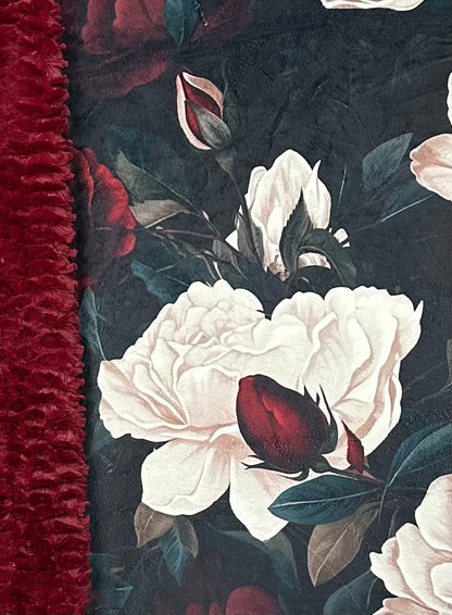 Gothic Rose on Merlot Luxe Large 55x79 Minky Blanket Spoonflower Quality