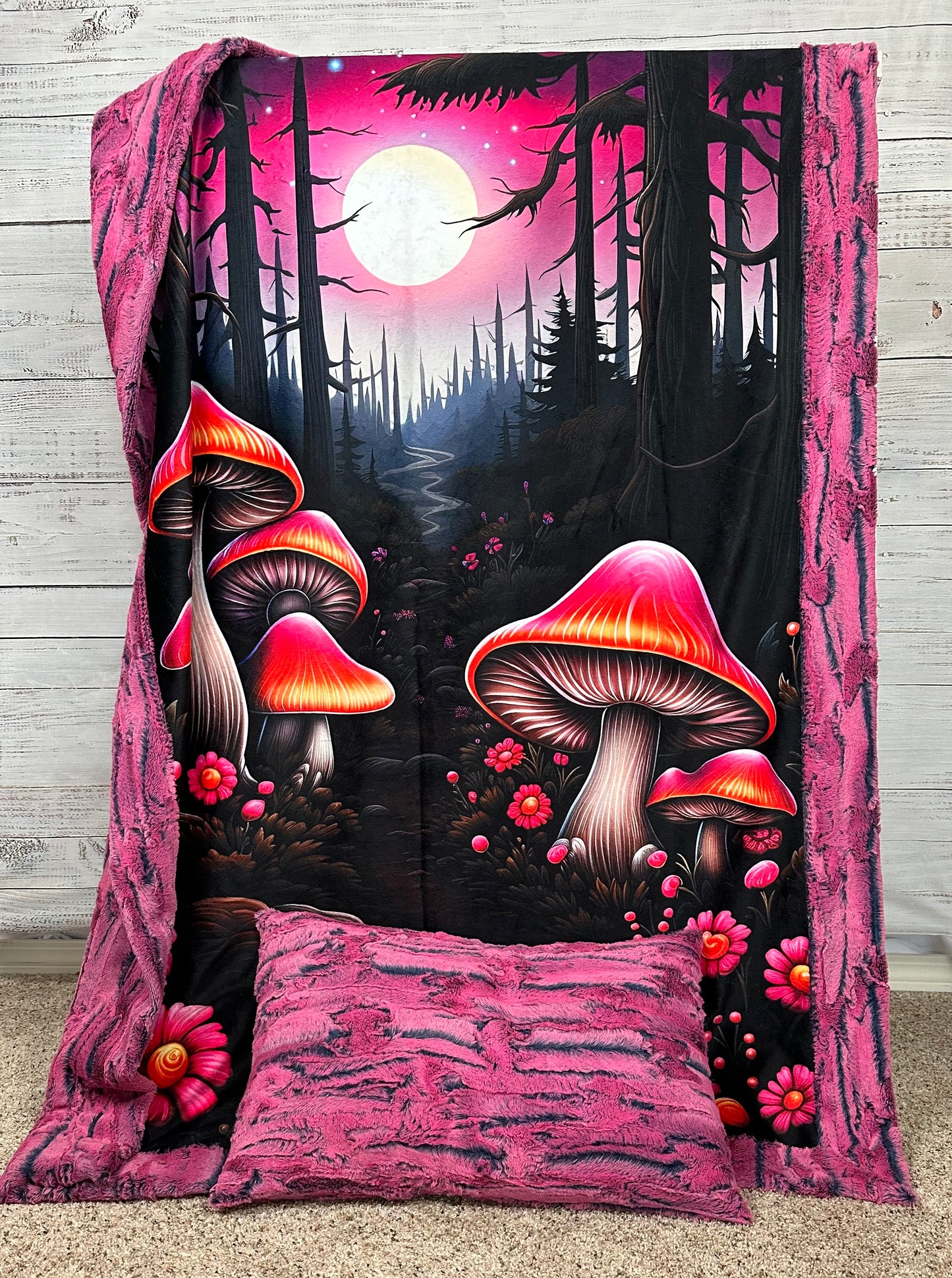 Psychedelic Mushrooms on Azalea Luxe 41x60 Toddler/Child/Travel/Crib/Baby  with a 13x19 Pillowcase for a 12x18 Size Pillow