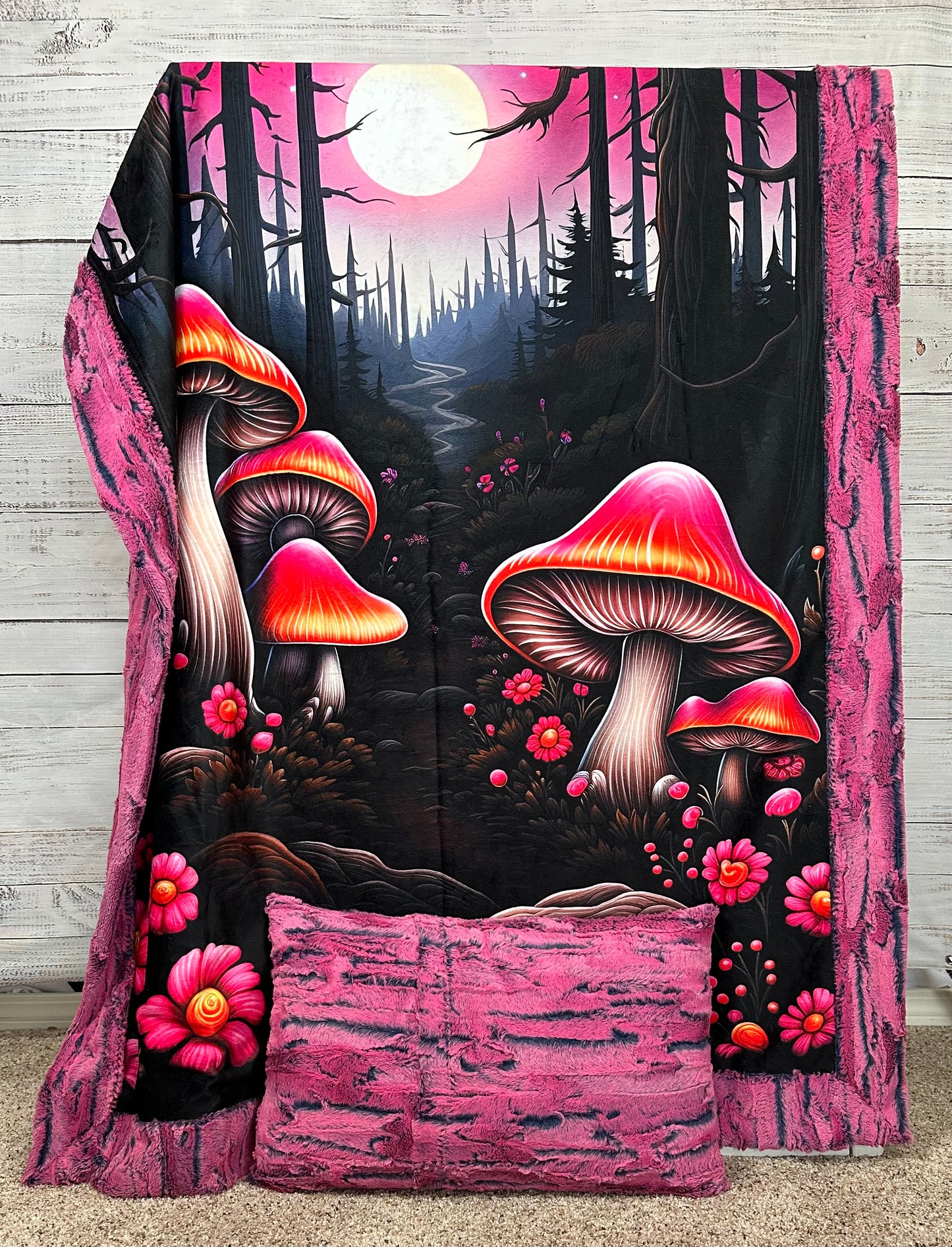 Psychedelic Mushrooms on Azalea Luxe 41x60 Toddler/Child/Travel/Crib/Baby  with a 13x19 Pillowcase for a 12x18 Size Pillow