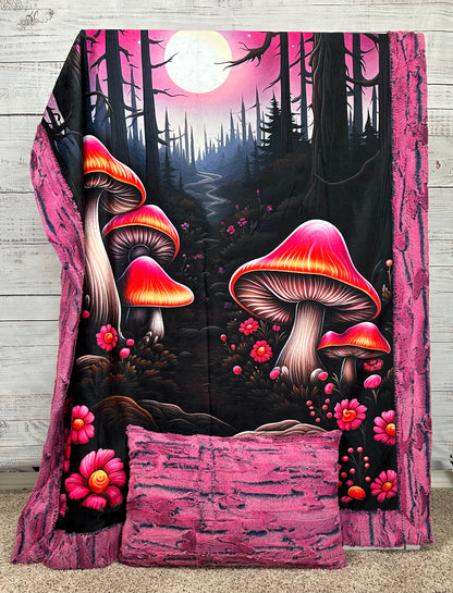 Psychedelic Mushrooms on Azalea Luxe 41x60 Toddler/Child/Travel/Crib/Baby  with a 13x19 Pillowcase for a 12x18 Size Pillow
