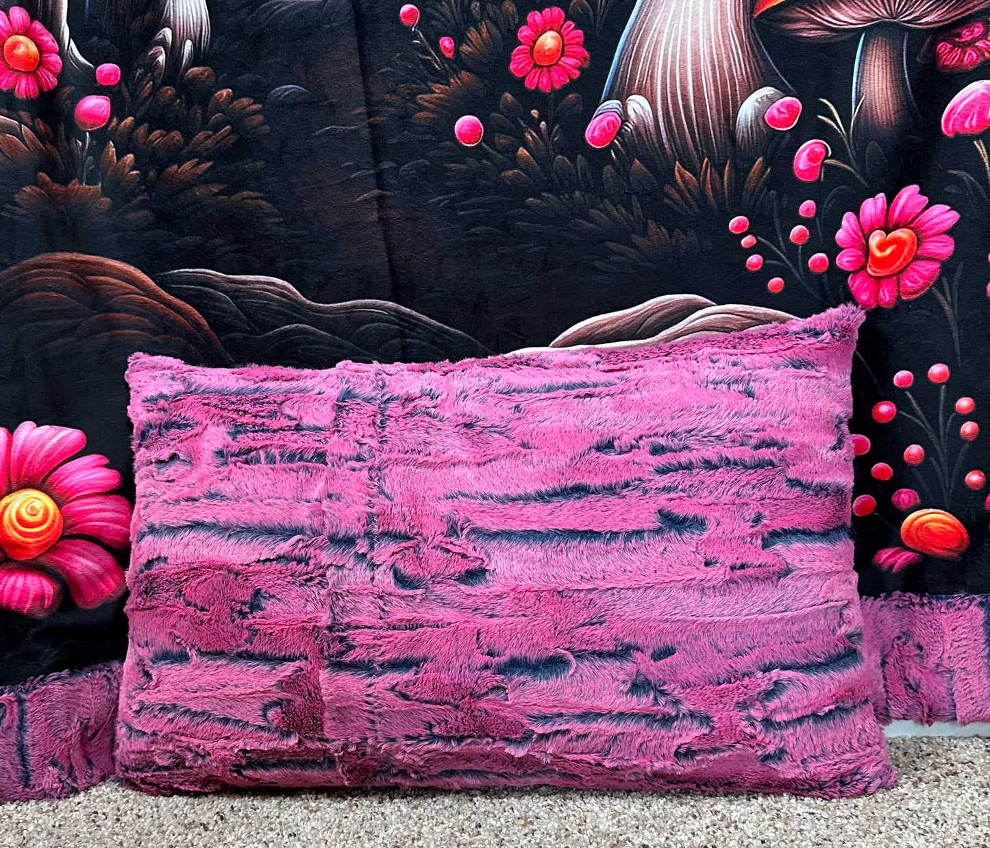 Psychedelic Mushrooms on Azalea Luxe 41x60 Toddler/Child/Travel/Crib/Baby  with a 13x19 Pillowcase for a 12x18 Size Pillow