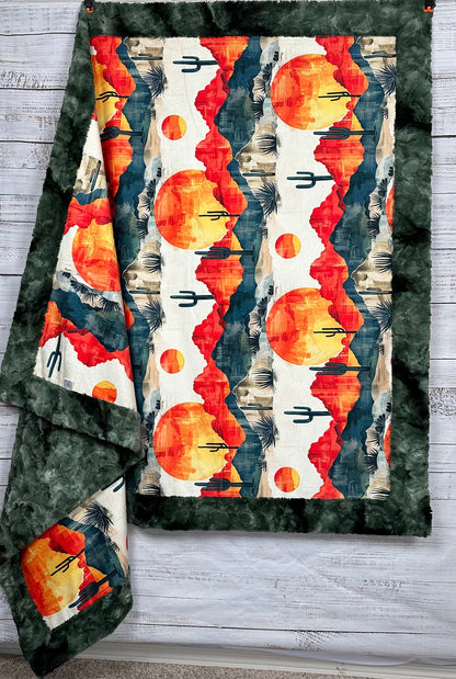 Arizona Landscape on Camo Luxe Large 55x79 Minky Blanket