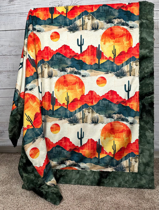 Arizona Landscape on Camo Luxe Large 55x79 Minky Blanket