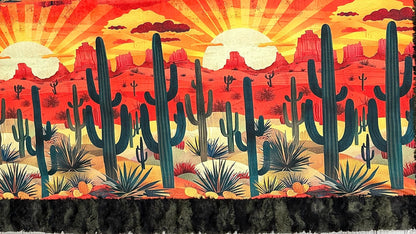 Sunny Arizona Desert Sunrise on Camo 55x79 Large Minky Blanket