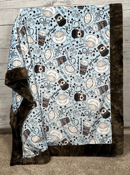 Rise & Grind Brown Rabbit Tie-Dye Adult X-Large Minky Blanket 53x81