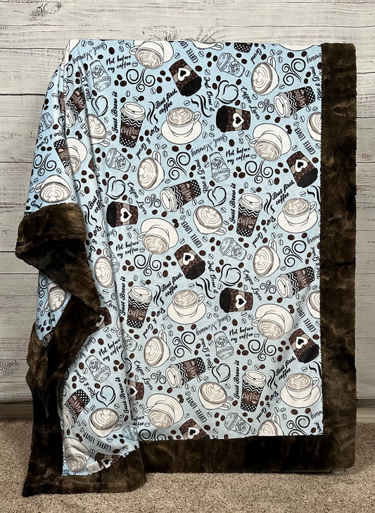 Rise & Grind Brown Rabbit Tie-Dye Adult X-Large Minky Blanket 53x81