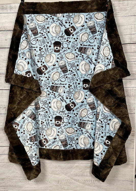 Rise & Grind Brown Rabbit Tie-Dye Adult X-Large Minky Blanket 53x81