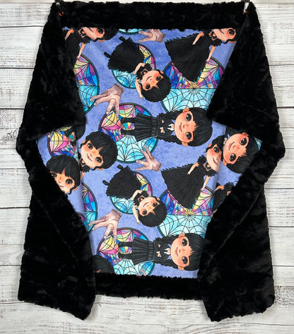 Spooky Girl on Black Tuscany 41x60 Child/Toddler/Baby/Travel Minky Blanket with 13x19 Pillowcase