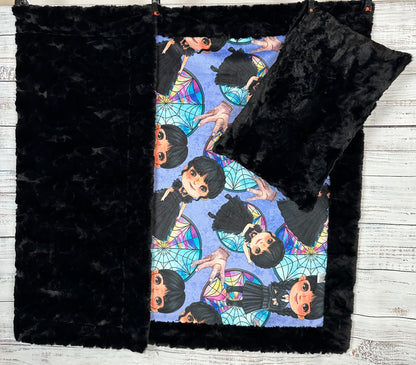 Spooky Girl on Black Tuscany 41x60 Child/Toddler/Baby/Travel Minky Blanket with 13x19 Pillowcase