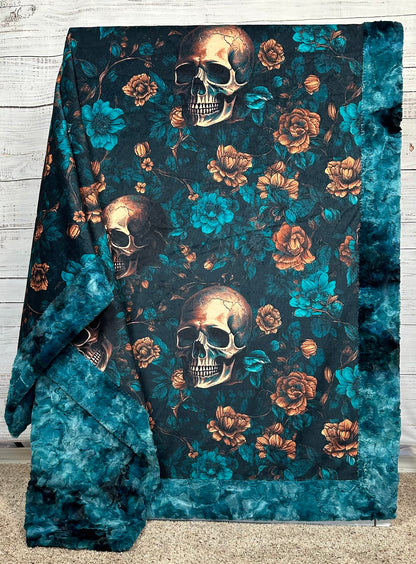 Skull on Mallard Luxe Large 55x79 Minky Blanket