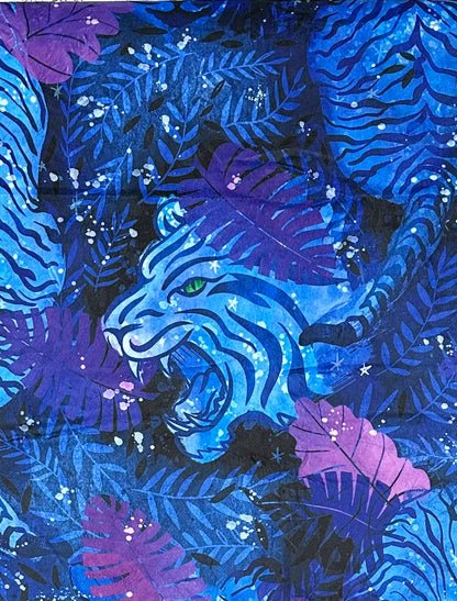 Year of the Tiger on Black Seal Large 55x79 Minky Blanket