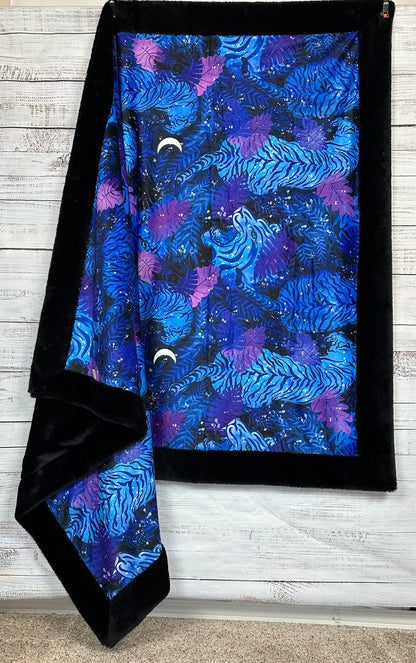 Year of the Tiger on Black Seal Large 55x79 Minky Blanket