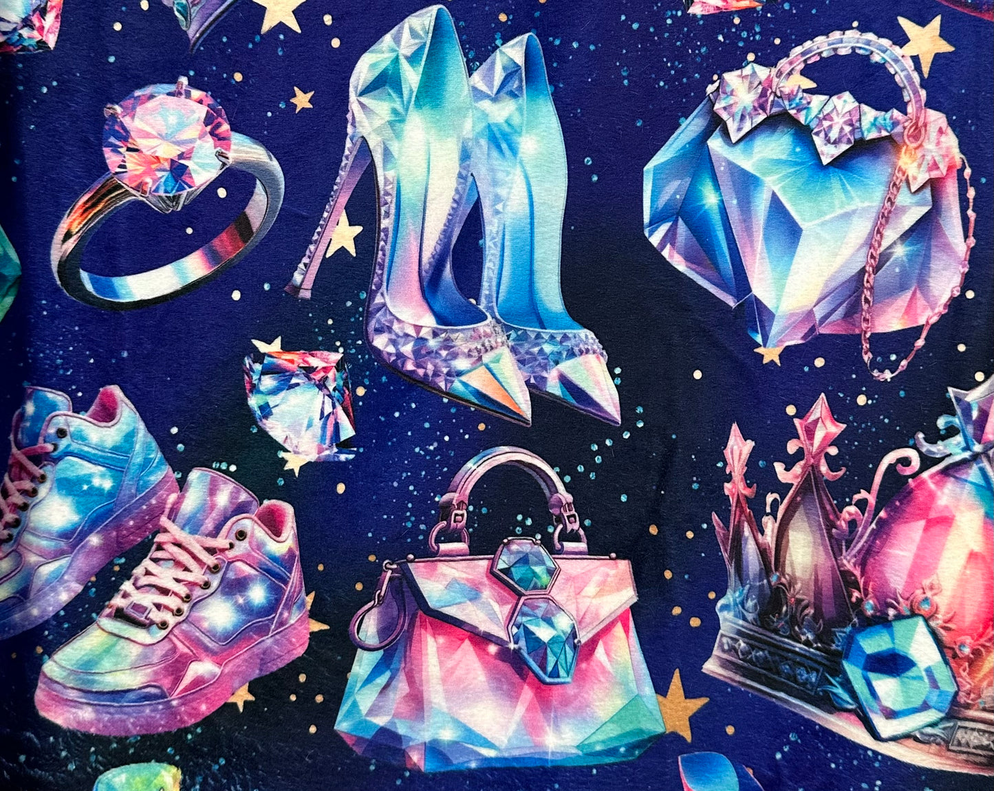 Tiaras, Diamonds and Sneakers on Jewel Luxe 41x60 Child/Toddler Minky Blanket with Pillowcase