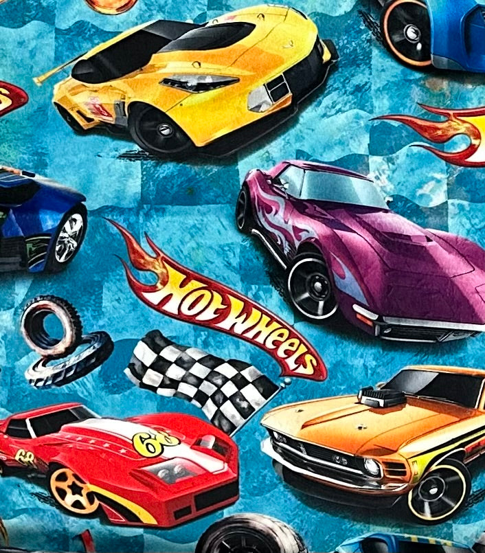 Race Car Enthusiast on Blue Luxe Child Size 42x60 Minky Blanket with Pillowcase