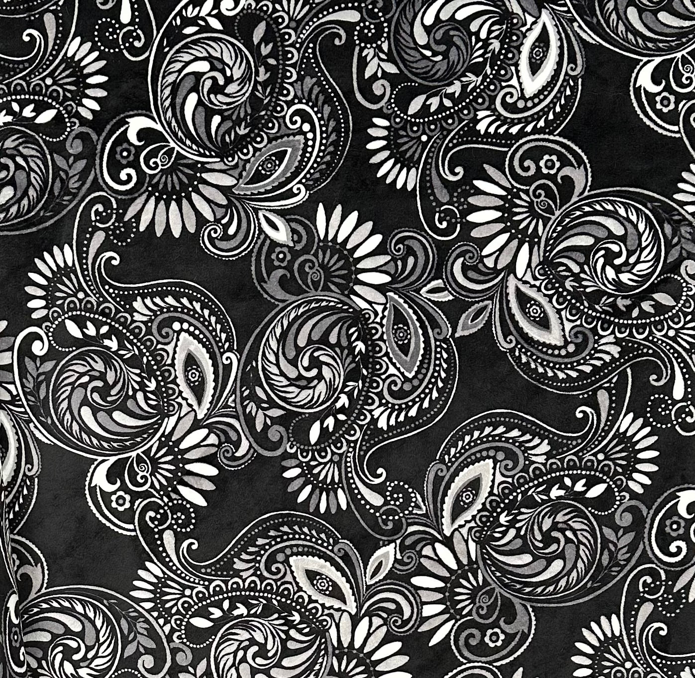 Paisley Black on Florence Luxe X-Long 51x90 Minky Blanket