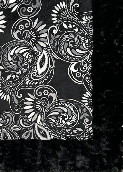 Paisley Black on Florence Luxe X-Long 51x90 Minky Blanket