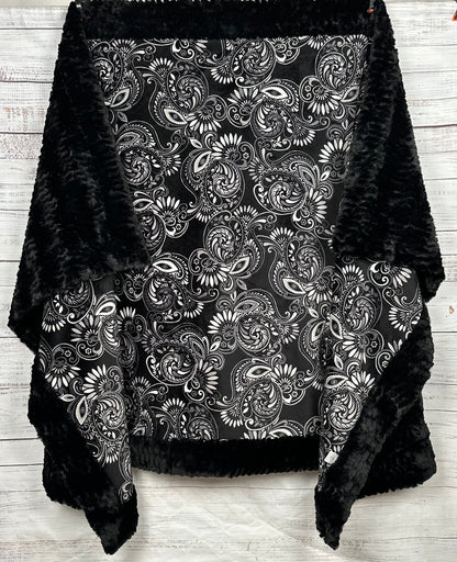 Paisley Black on Florence Luxe X-Long 51x90 Minky Blanket