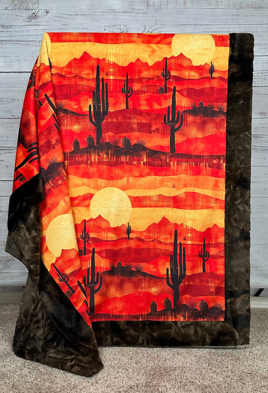 Arizona Landscape on Brown Luxe Large 55x79 Minky Blanket