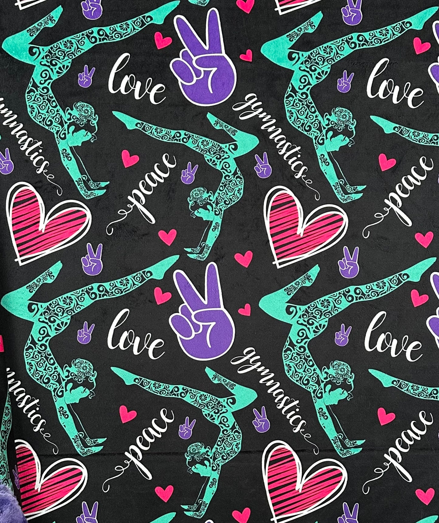 Gymnastics on Purple Luxe Large 55x79 Minky Blanket