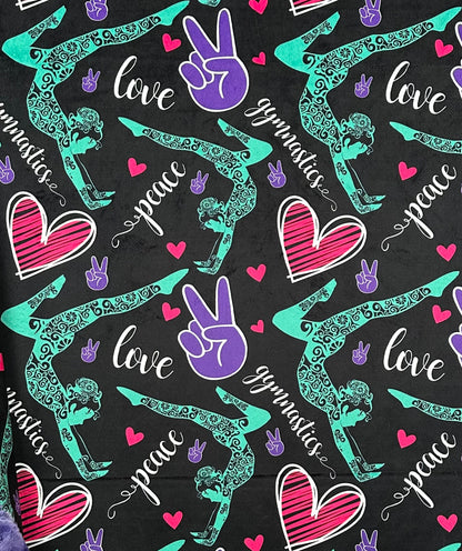 Gymnastics on Purple Luxe Large 55x79 Minky Blanket