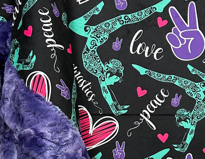 Gymnastics on Purple Luxe Large 55x79 Minky Blanket