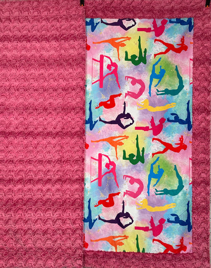 Gymnastics on Paloma Pink Luxe Large 55x79 Minky Blanket