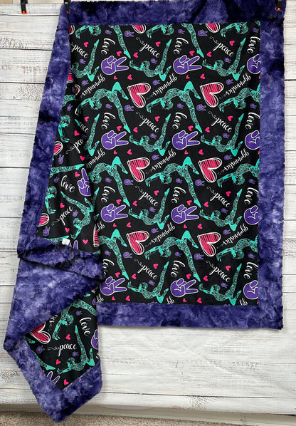 Gymnastics on Purple Luxe Large 55x79 Minky Blanket