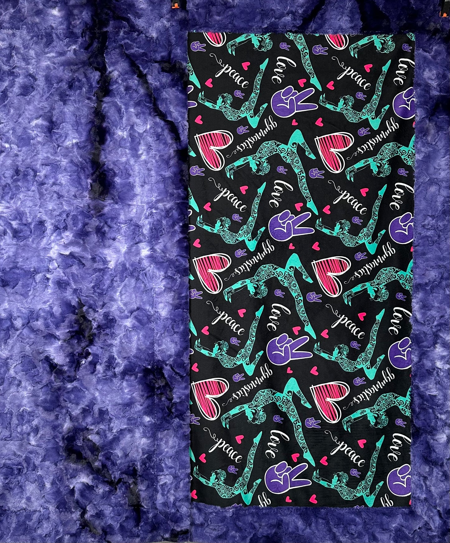 Gymnastics on Purple Luxe Large 55x79 Minky Blanket