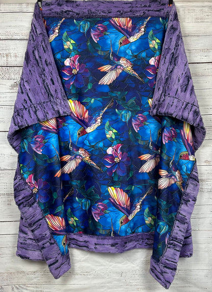 Hummingbirds on Jewel Luxe Large 55x79 Minky Blanket