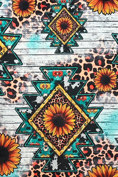 Western Sunflowers on Rusty Copper Luxe 56x79 Minky Blanket