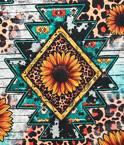 Western Sunflowers on Rusty Copper Luxe 56x79 Minky Blanket