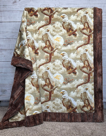 American Bald Eagle on Rusty Copper Luxe Large 57x79 Minky Blanket