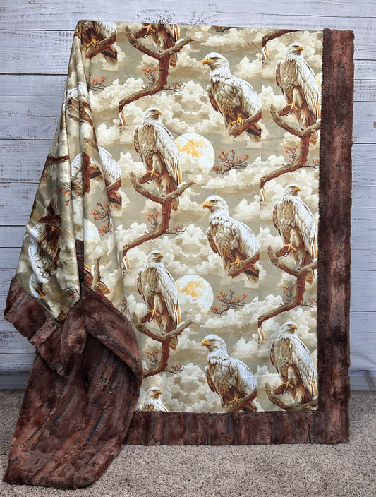 American Bald Eagle on Rusty Copper Luxe Large 57x79 Minky Blanket