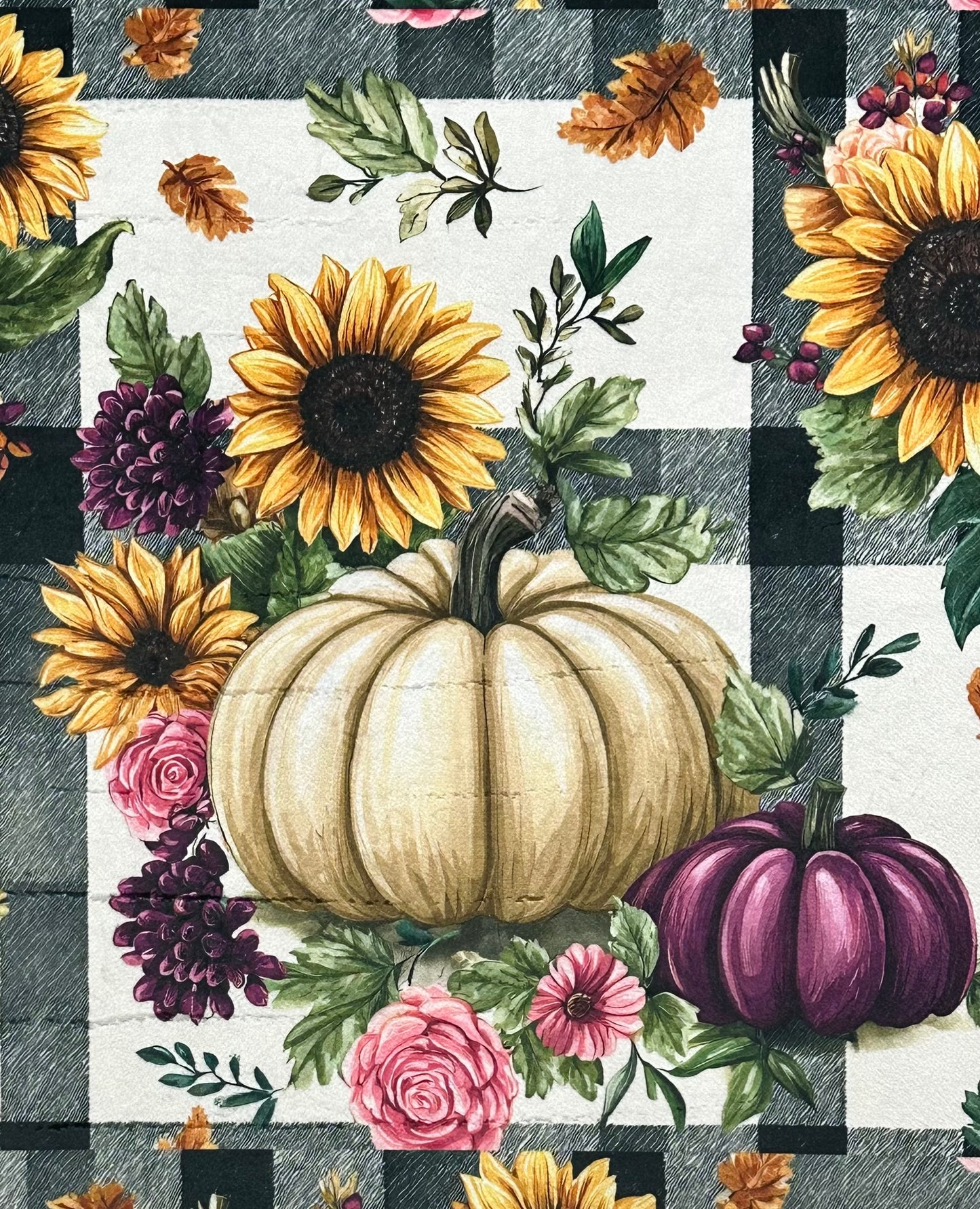 Fall Pumpkin Patch on Plum Luxe Large 55x79 Minky Blanket