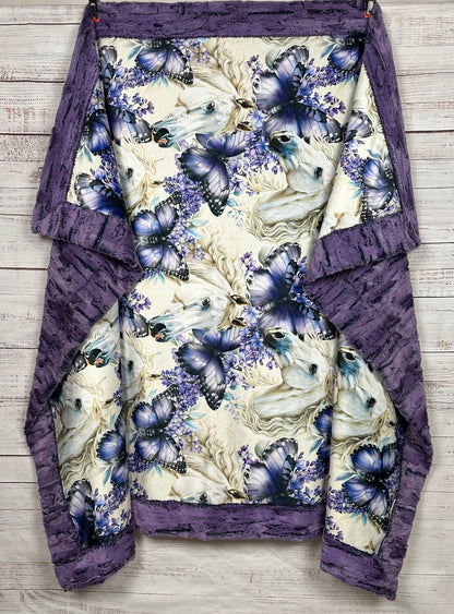 Bougee Western Coquette Horse Floral on Crown Jewel Luxe Large 55x79 Minky Blanket