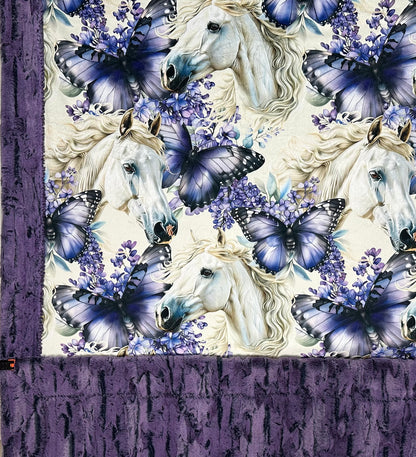 Bougee Western Coquette Horse Floral on Crown Jewel Luxe Large 55x79 Minky Blanket