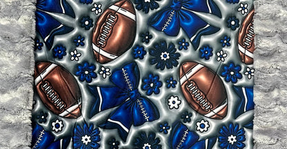 Coquette Football on Silver Luxe Large 55x79 Minky Blanket