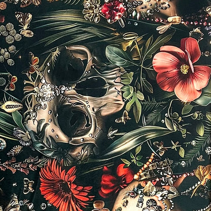 Gothic Skulls and Flowers on Ginger Luxe Large Minky Blanket 55x79