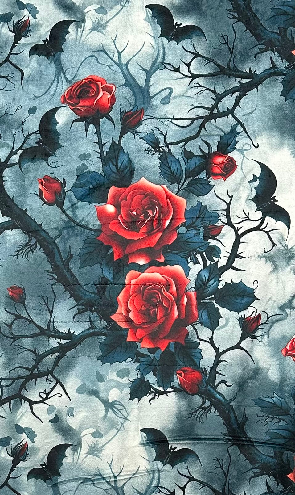 Bats and Roses on Red Luxe Large 55x79 Minky Blanket