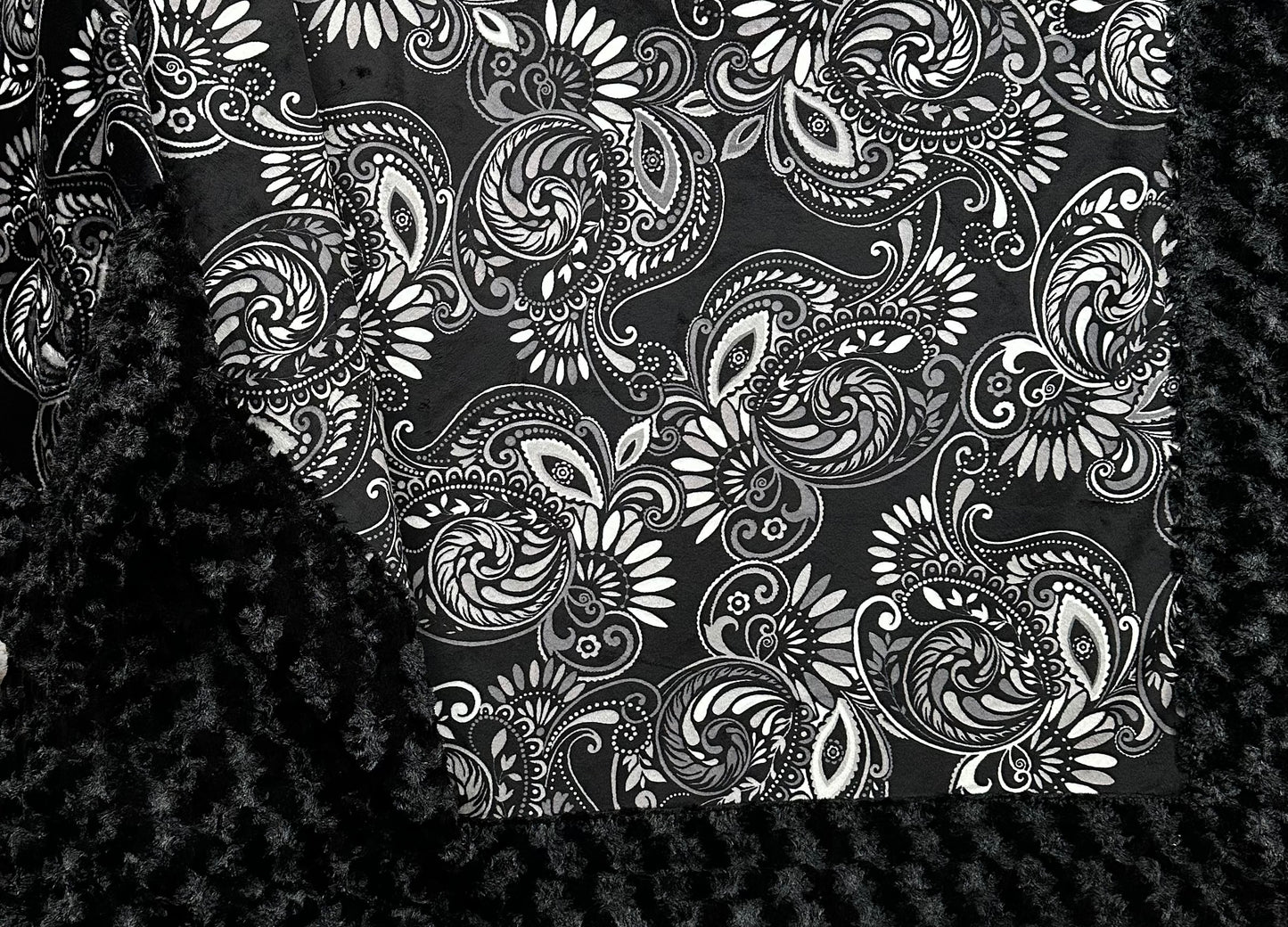 Paisley Black on Black Luxe Large 54x82 Minky Blanket