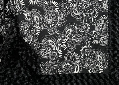 Paisley Black on Black Luxe Large 54x82 Minky Blanket