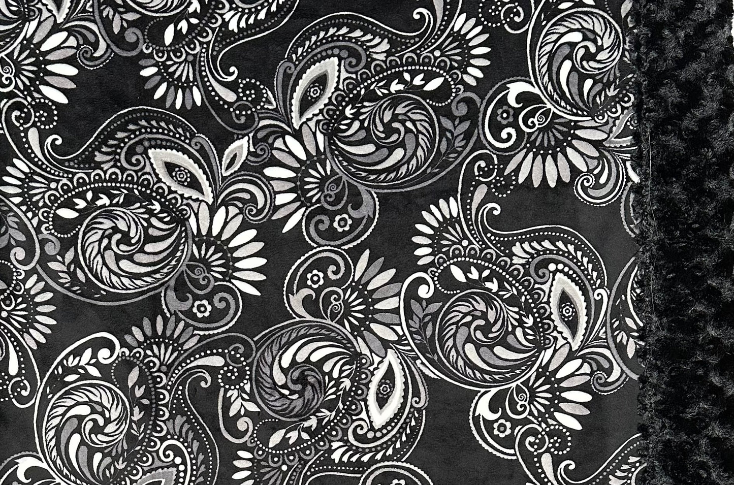 Paisley Black on Black Luxe Large 54x82 Minky Blanket
