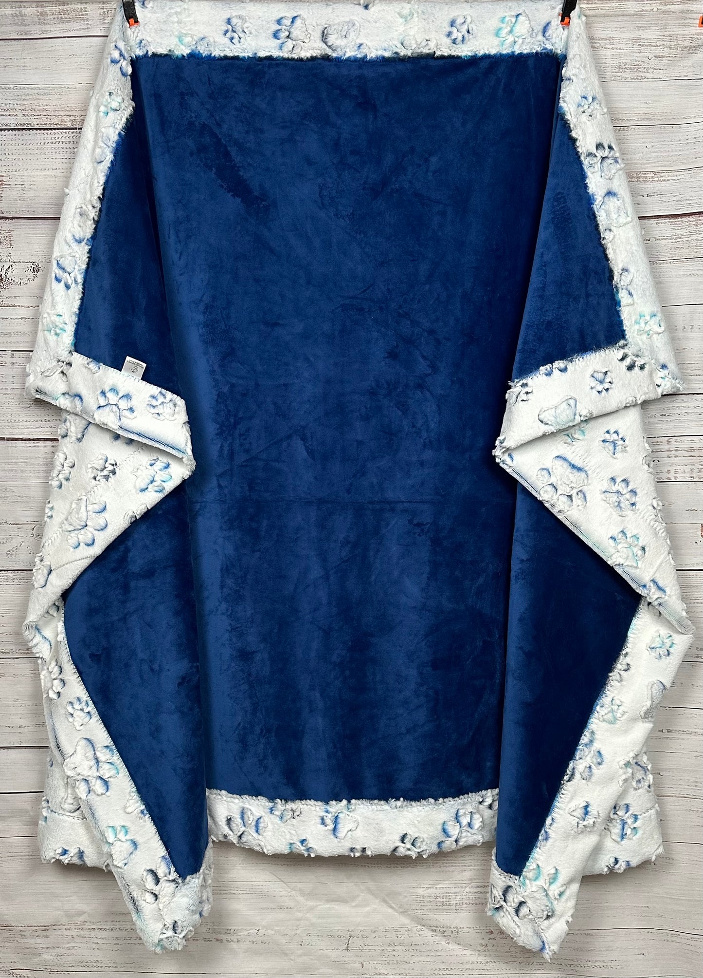 Nautical Blue Prism Paws and Solid Cuddle Large Blanket 53x79