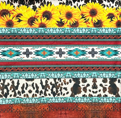 New Mexico Sunflowers on Brown Luxe Large 57x80 Minky Blanket
