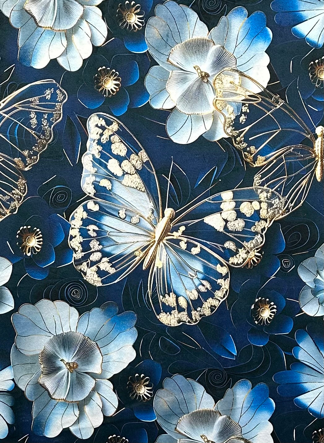 3D Butterflies on Blue Luxe Large 56x79 Minky Blanket