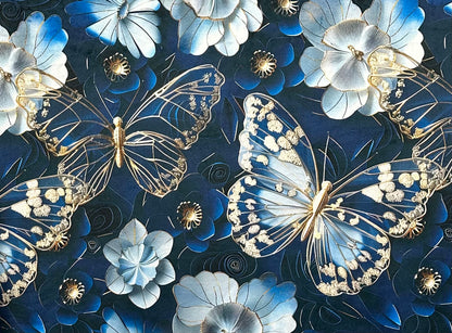 3D Butterflies on Blue Luxe Large 56x79 Minky Blanket