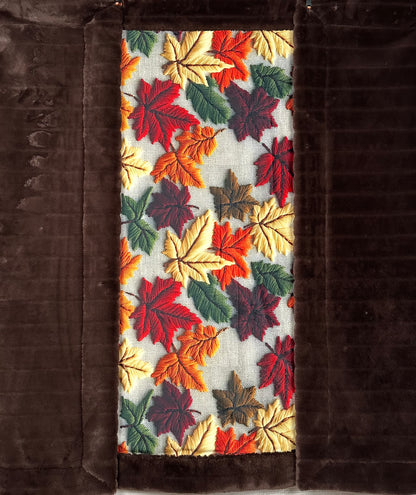 Autumn Leaves on Brown Luxe Large 55x79 Minky Blanket