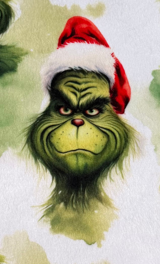 The Christmas Green Fellow on Green Luxe 42x59 Child Size with Pillowcase Minky Blanket