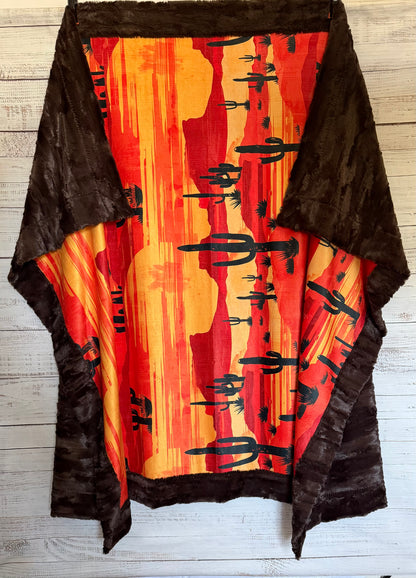 Arizona Landscape on Brown Luxe Large 59x79 Minky Blanket