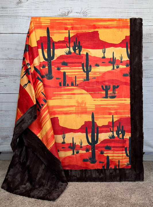 Arizona Landscape on Brown Luxe Large 59x79 Minky Blanket